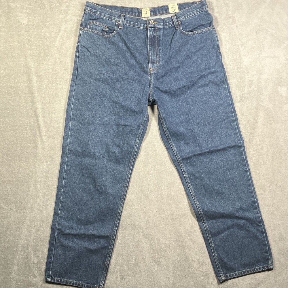 RedHead Mens Straight Fit Medium Wash Blue Denim Jeans 38x30